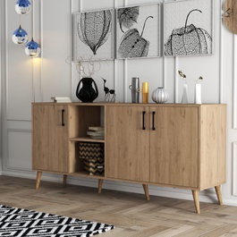Hanah Home Consola de Roble con Estanterías